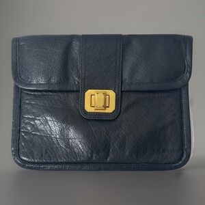 Juicy Couture Black Leather Gold Buckle Apple iPad Tablet Case Sleeve Clutch